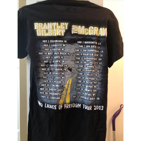 NOS TIM MCGRAW / BRANTLEY GILBERT 2013 Two Lanes Freedom Tour Concert T-shirt S - Picture 5 of 6